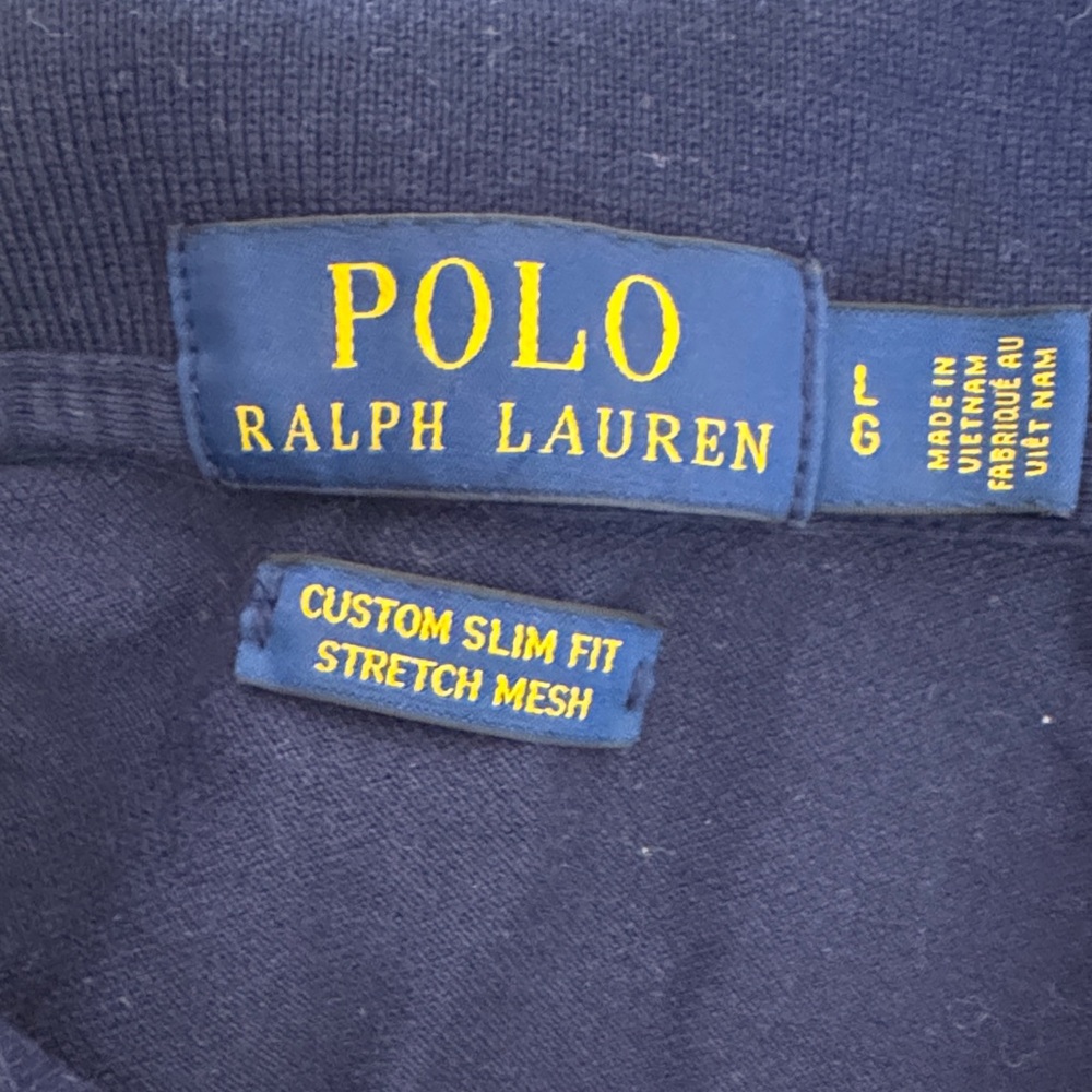 Polo by Ralph Lauren Men's Custom Slim Fit Stretch Mesh Navy Polo Shirt - Picture 9 of 9